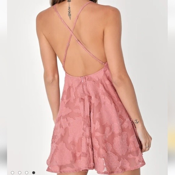 Lulus Days of Beauty in Vintage Rose Butnout Floral Mini Skater Dress size XS - Picture 3 of 15